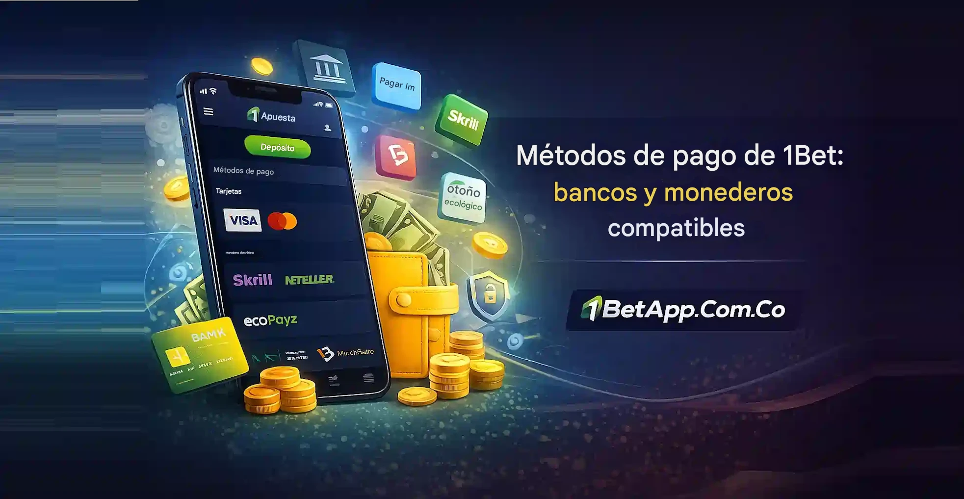 Métodos de pago de 1Bet: bancos y billeteras compatibles